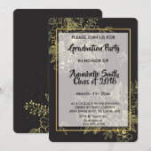 Goldene Rose Abschluss Einladung (Vorne/Hinten)