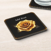 Goldene Rose an leuchtenden Grenzen Getränkeuntersetzer (Linke Seite)