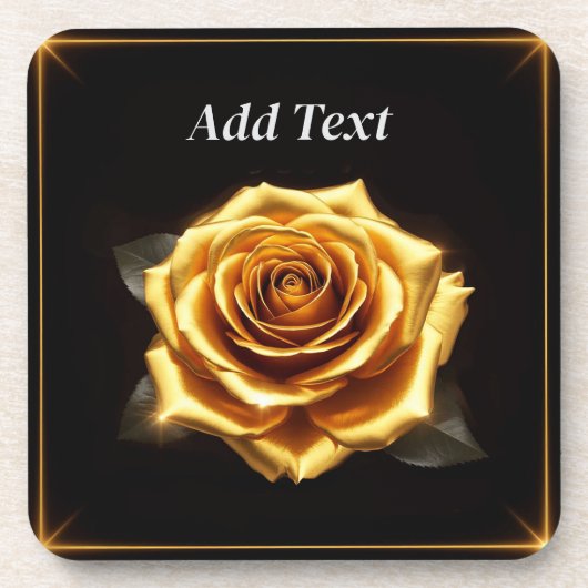 Goldene Rose an leuchtenden Grenzen Getränkeuntersetzer (Vorderseite)