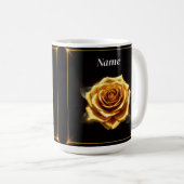 Goldene Rose an leuchtenden Grenzen Kaffeetasse (VorderseiteRechts)