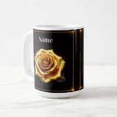 Goldene Rose an leuchtenden Grenzen Kaffeetasse (Vorderseite Links)