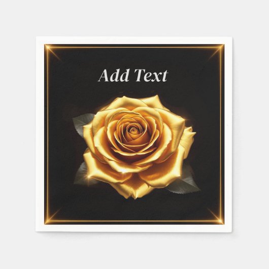Goldene Rose an leuchtenden Grenzen Serviette (Vorderseite)