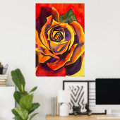 Goldene Rose Aquarellkunst Poster (Heimbüro)