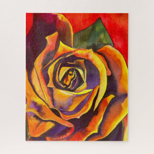 Goldene Rose Aquarellkunst Puzzle