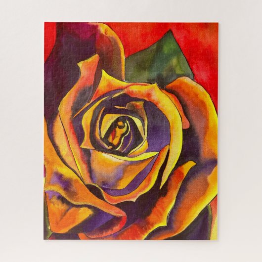 Goldene Rose Aquarellkunst Puzzle (Vertikal)