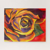 Goldene Rose Aquarellkunst Puzzle (Horizontal)
