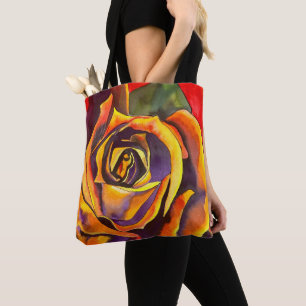 Goldene Rose Aquarellkunst Tasche