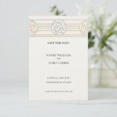 Goldene Rose Art Deco Save The Date (Stehend Vorderseite)