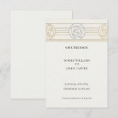 Goldene Rose Art Deco Save The Date (Vorne/Hinten)