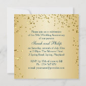 Goldene Rose auf blau grün, Konfetti 50 Jahre Jubi Einladung (Rückseite)