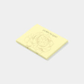 Goldene Rose auf Gelb Minimalistischer Name Post-it Klebezettel (angewinkelt)