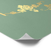 Goldene Rose auf Grünen Hochzeitsempfang Poster (Ecke)