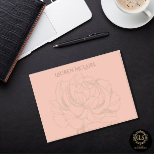 Goldene Rose auf Pfirsich Minimalistischer Name Post-it Klebezettel