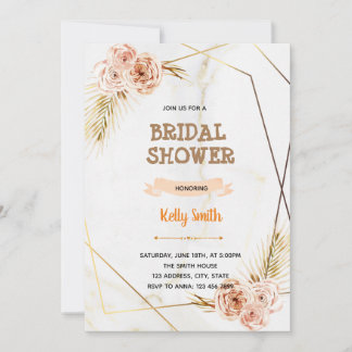 Goldene Rose aus Marmor Einladung