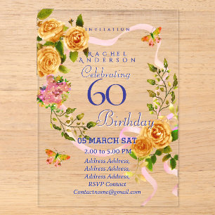 Goldene Rose Band 60. Geburtstag Einladung