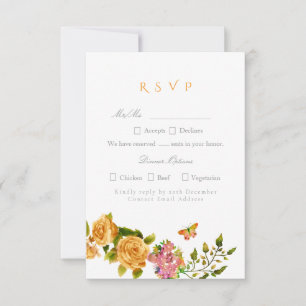 Goldene Rose Band Monogramm Hochzeit RSVP Karte