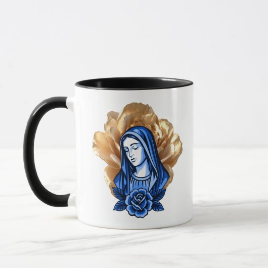 Goldene Rose Blaue Mutter Maria Katholisches Chris Tasse (Links)