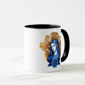 Goldene Rose Blaue Mutter Maria Katholisches Chris Tasse (VorderseiteRechts)