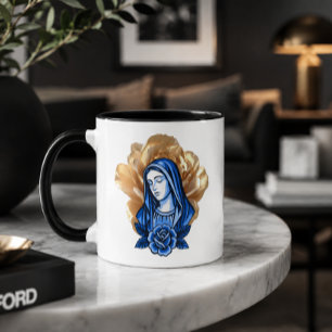 Goldene Rose Blaue Mutter Maria Katholisches Chris Tasse