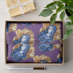 Goldene Rose Blaue Mutter Maria Reich Tiefe Pflaum Seidenpapier