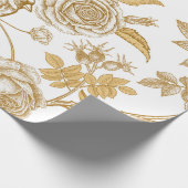 Goldene Rose, Blume, Blätter und Beeren von Hunden Geschenkpapier (Ecke)