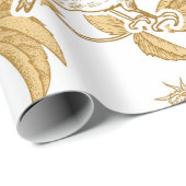 Goldene Rose, Blume, Blätter und Beeren von Hunden Geschenkpapier (Rolleneckpunkt)