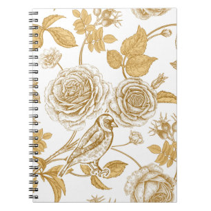 Goldene Rose, Blume, Blätter und Beeren von Hunden Notizblock
