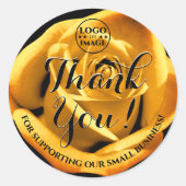 Goldene Rose Blume Gold Danke Labels Logo Runder Aufkleber (Vorderseite)
