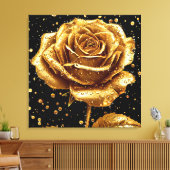 Goldene Rose Blume Leinwanddruck (Insitu (Wohnzimmer))