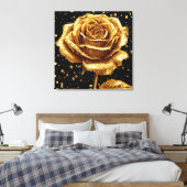 Goldene Rose Blume Leinwanddruck (Insitu (Schlafzimmer))