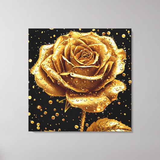 Goldene Rose Blume Leinwanddruck (Vorderseite)