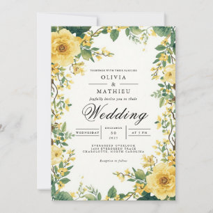 Goldene Rose Botanischer Torbogen Hochzeit Einladung