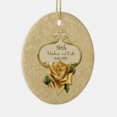 Goldene Rose Damask 50. Hochzeit A Keramik Ornament (Rechts)