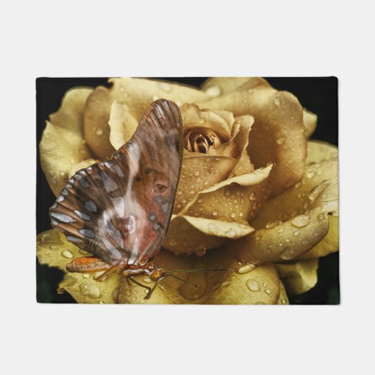 Goldene Rose Dog Wings Butterfly Fußmatte (Vorderseite)