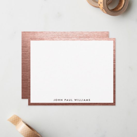 Goldene Rose Edelmetalle Stilvoll Modernst Mitteilungskarte (Vorderseite/Rückseite Beispiel)