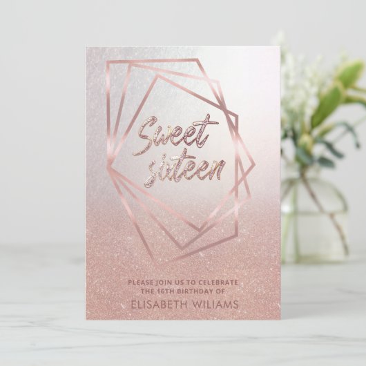 Goldene Rose Einladung (Stehend Vorderseite)