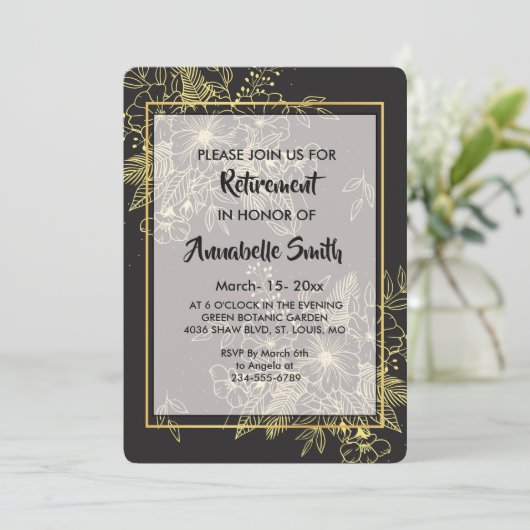 Goldene Rose Einladung (Stehend Vorderseite)