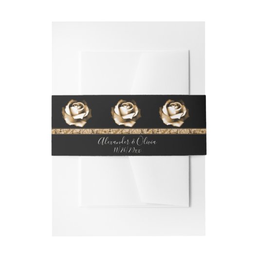 Goldene Rose Einladung Bauchband Einladungsbanderole (Vorderseite Beispiel)