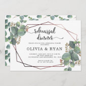 Goldene Rose Eukalyptus Einladung (Vorne/Hinten)