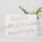 Goldene Rose "Für meine zukünftige Schwiegermutter Einladung (Stehend Vorderseite)