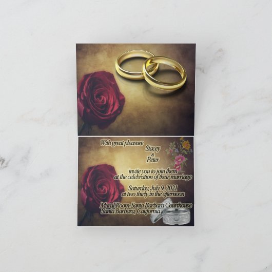 Goldene Rose geklappt Einladung (Innenseite)