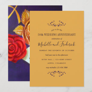 Goldene Rose Geschenk 50. Hochzeitstag Einladung