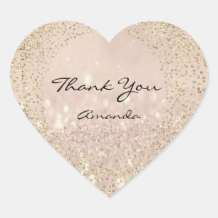Goldene Rose Glitter Name Röte Pink Herz Danke Herz-Aufkleber