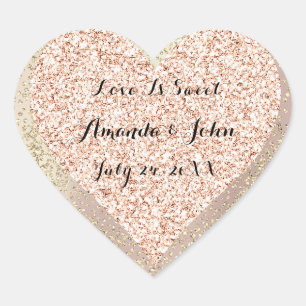 Goldene Rose Glitter Save The Date Liebe ist süß Herz-Aufkleber