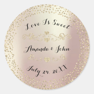 Goldene Rose Glitter Save the Date Liebe ist süß Runder Aufkleber