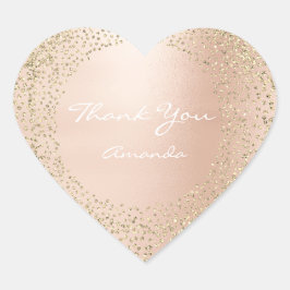 Goldene Rose Glitzer 16. Name Bridal Herzlichen Da Herz-Aufkleber