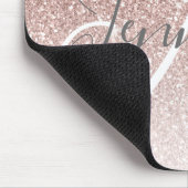 Goldene Rose Glitzer Blush Monogramm Name Mousepad (Ecke)