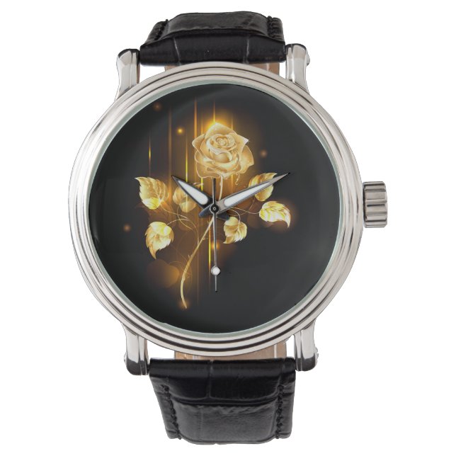 Goldene Rose (goldene Rose) Armbanduhr (Vorderseite)