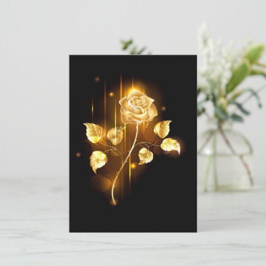 Goldene Rose (goldene Rose) Dankeskarte (Stehend Vorderseite)