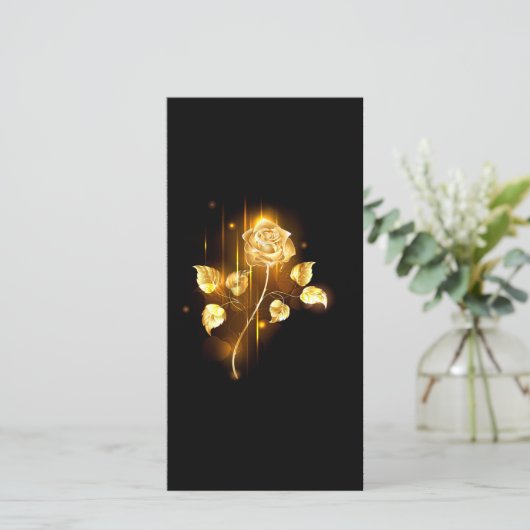 Goldene Rose (goldene Rose) Dankeskarte (Stehend Vorderseite)